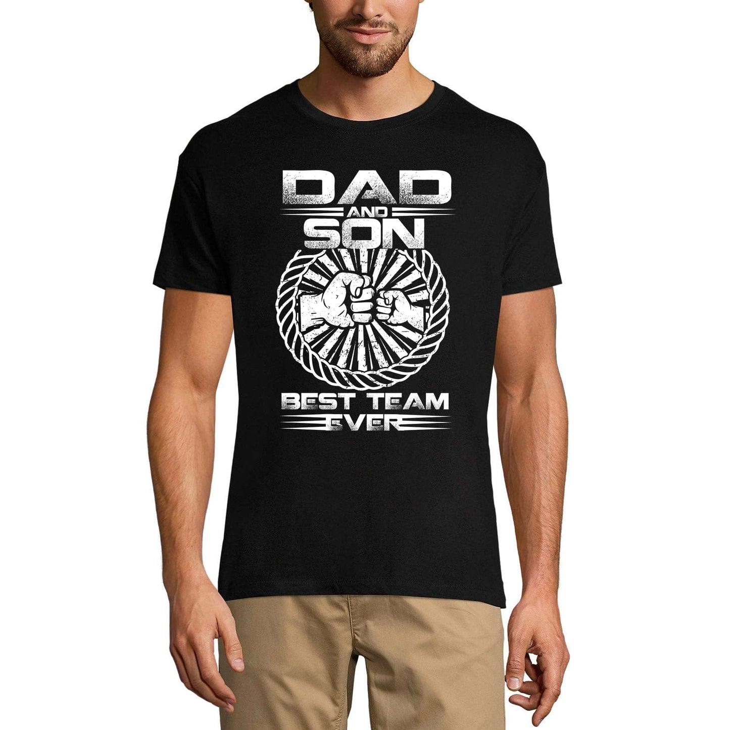 ULTRABASIC Men's Novelty T-Shirt Dad and Son Best Team Ever Tee Shirt