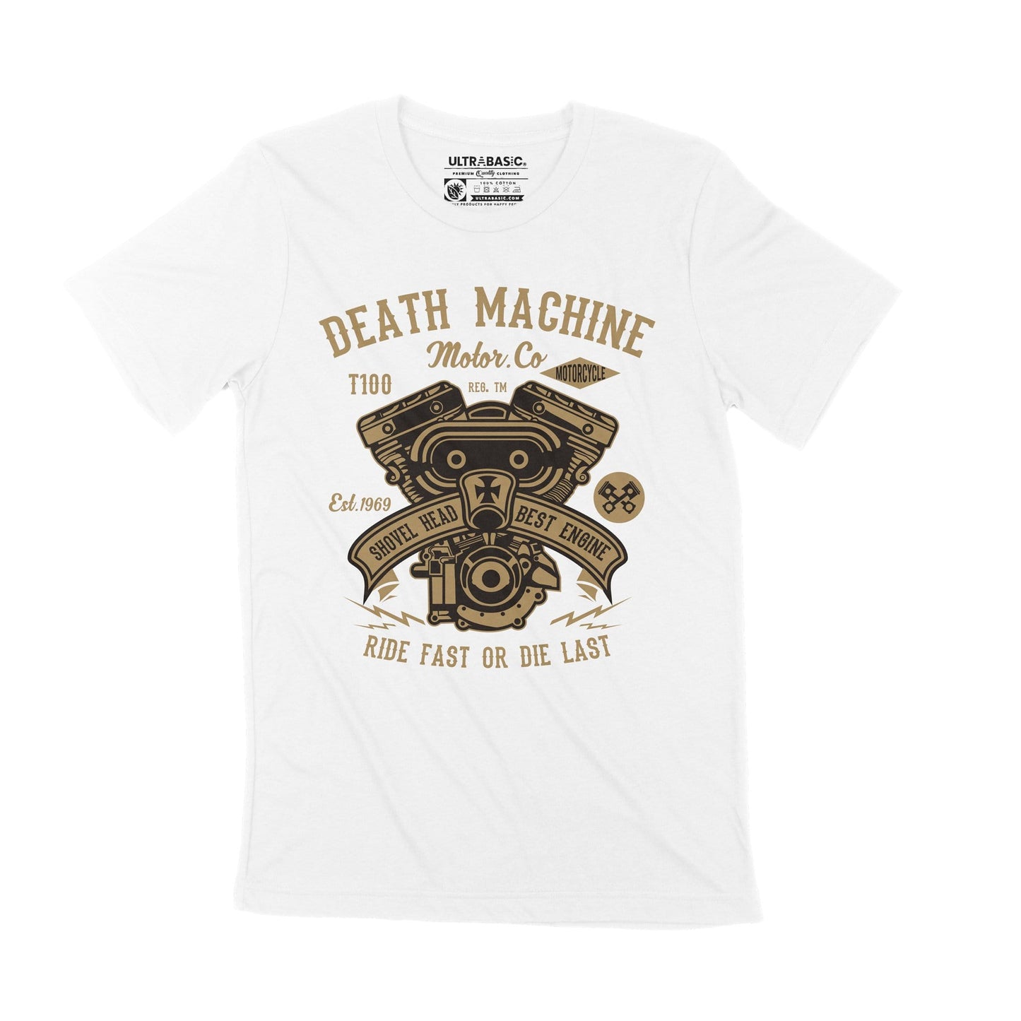 ULTRABASIC Men's T-Shirt Death Machine - Ride Fast or Die Last - Biker Since 1969