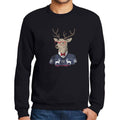 ULTRABASIC - Men's Printed Graphic Sweatshirt Christmas Deer Deep Black