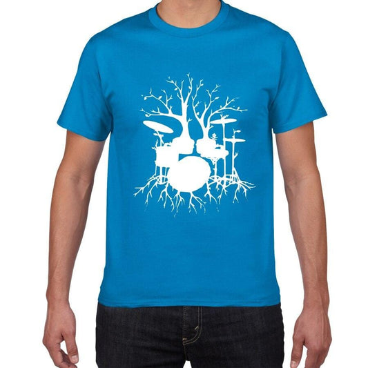 Graphic Unisex Tree Drums T-Shirt Cool Man Drummer Music Novelty