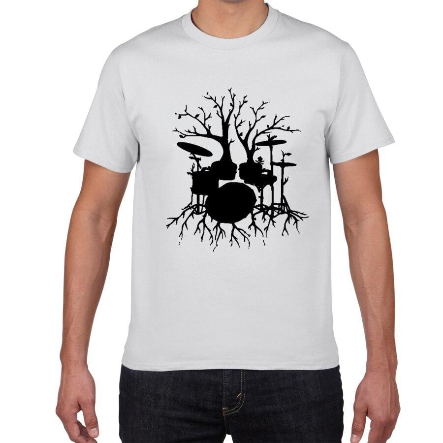 Graphic Unisex Tree Drums T-Shirt Cool Man Drummer Music Novelty