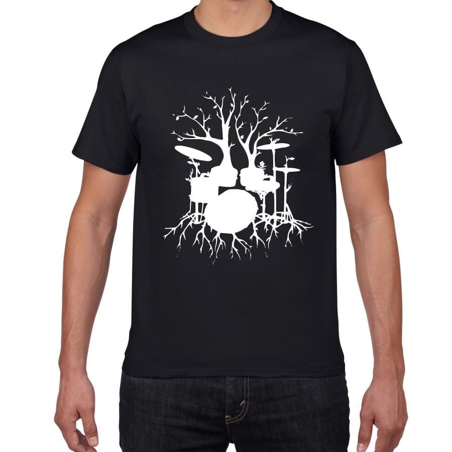 Graphic Unisex Tree Drums T-Shirt Cool Man Drummer Music Novelty