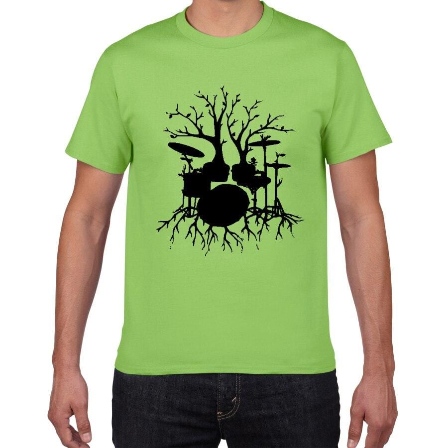 Graphic Unisex Tree Drums T-Shirt Cool Man Drummer Music Novelty