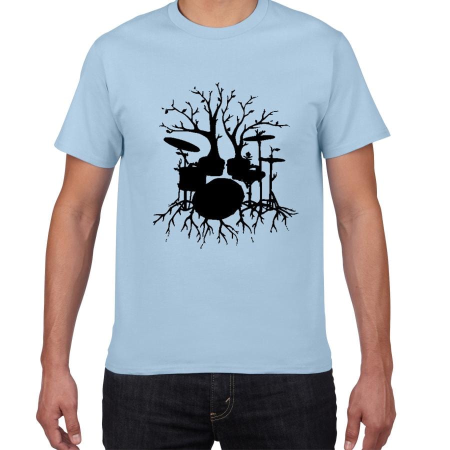 Graphic Unisex Tree Drums T-Shirt Cool Man Drummer Music Novelty