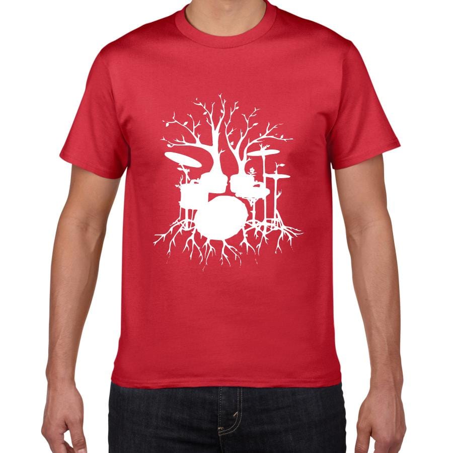 Graphic Unisex Tree Drums T-Shirt Cool Man Drummer Music Novelty