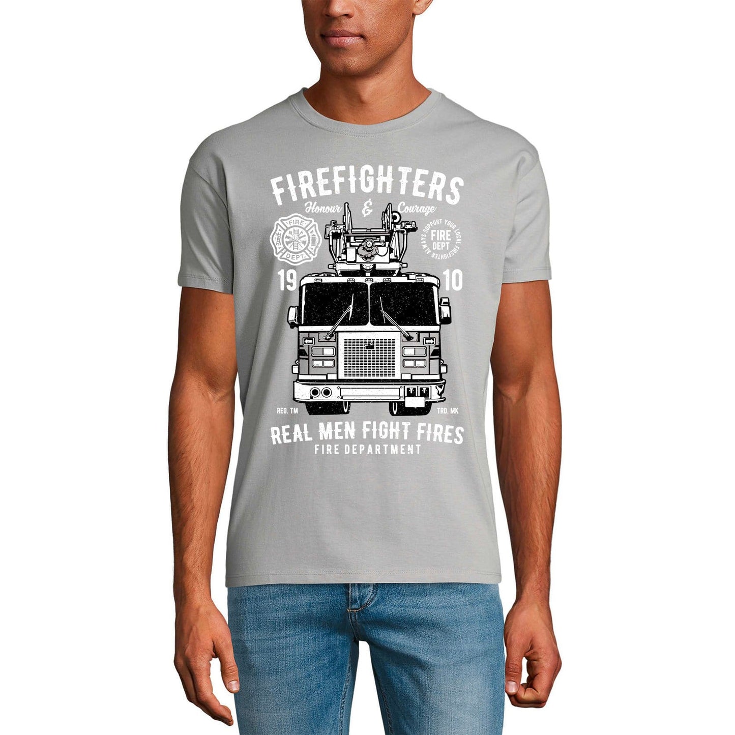 ULTRABASIC Men's T-Shirt Real Men Fire Fighters 1910 - Honour and Courage