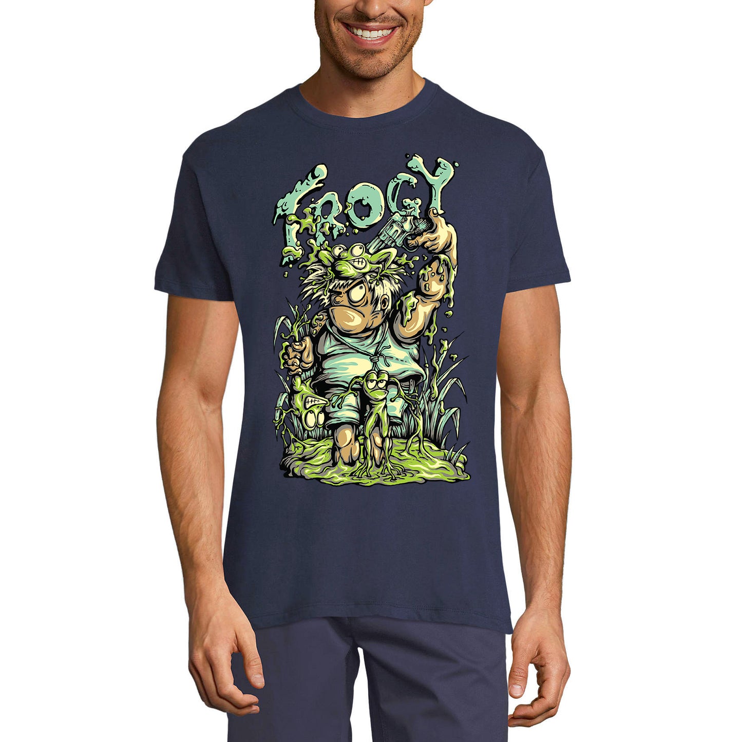 ULTRABASIC Men's Graphic T-Shirt Frogy Frog Hunter - Funny Joke Shirt for Men