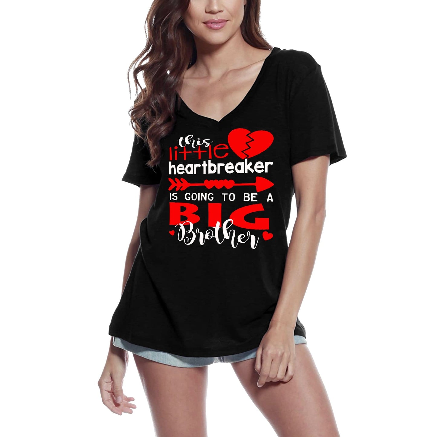 ULTRABASIC Women's T-Shirt This Little Heartbreaker is Going to be Big Brother - Valentine's Day Short Sleeve Graphic Tees Tops