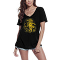 ULTRABASIC Damen-T-Shirt mit V-Ausschnitt Gold Ganesh Yoga – spirituelles Meditations-T-Shirt