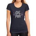 Women's Graphic T-Shirt Girl Power Brush French Navy