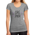 Women's Graphic T-Shirt Girl Power Brush Grey Marl