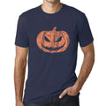ULTRABASIC - Graphic Men's Pumpkin Face T-Shirt Cute Casual Fall Halloween Tee Tops French Navy