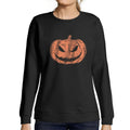 ULTRABASIC - Women's Printed Graphic Sweatshirt Pumpkin Face T-Shirt Cute Casual Fall Halloween Tee Tops Deep Black