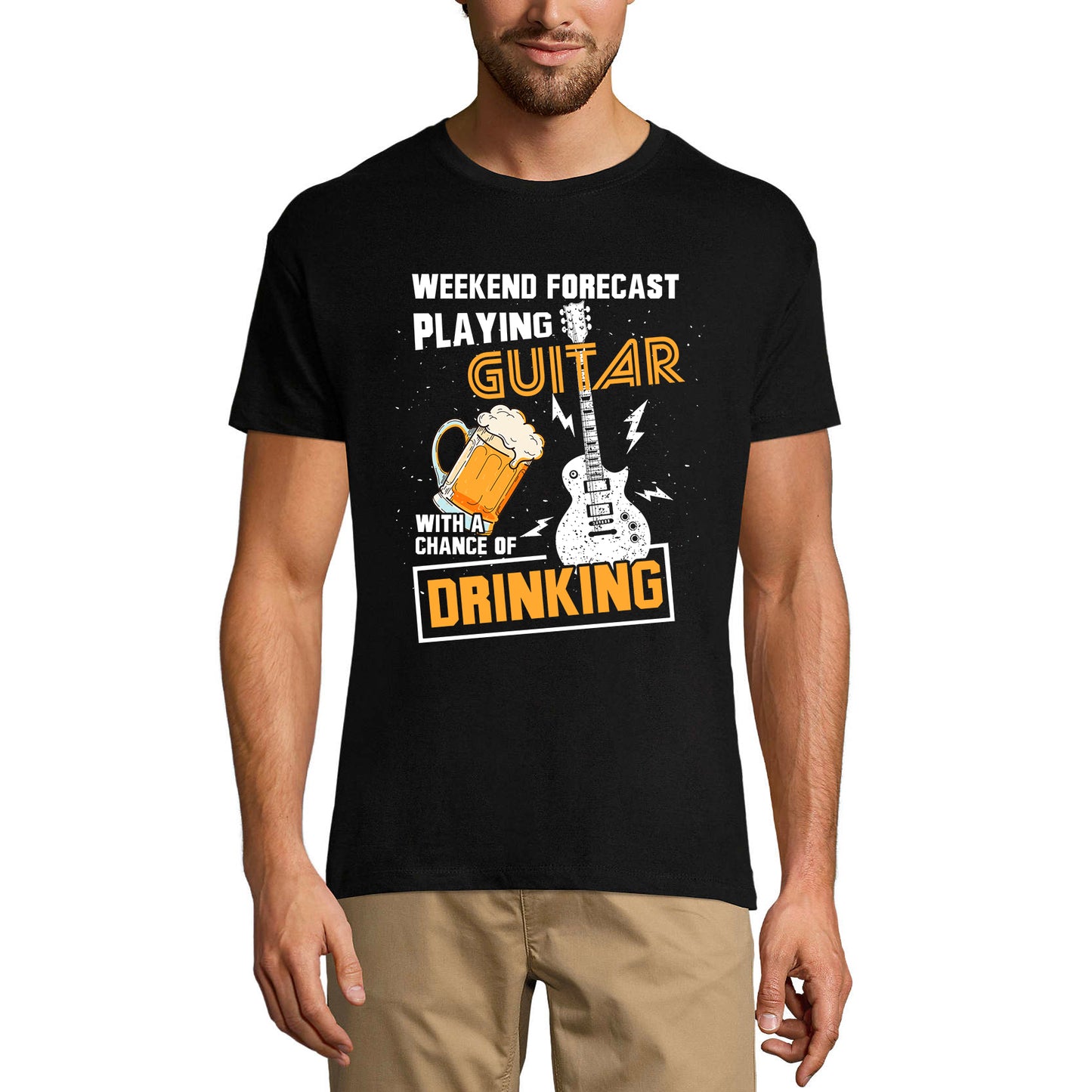 ULTRABASIC Men's T-Shirt Weekend Forecast Playing Guitar With a Chance of Drinking - Beer Lover Tee Shirt