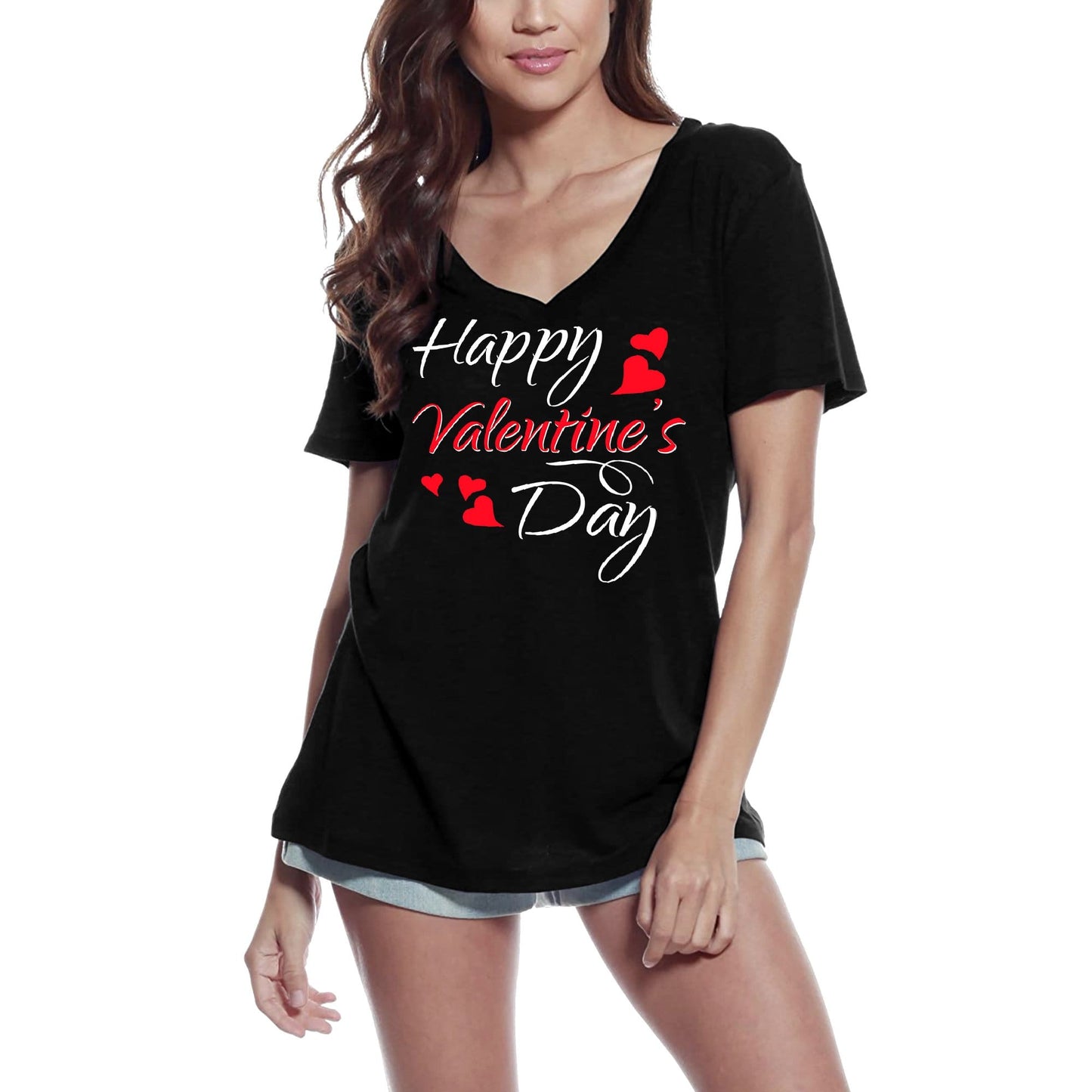 ULTRABASIC Damen T-Shirt Happy Valentine's Day – Love Valentines Kurzarm-Grafik-T-Shirts