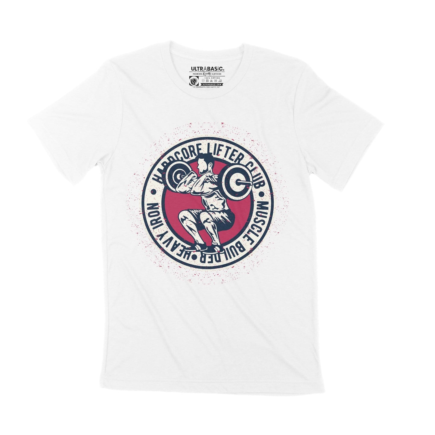 ULTRABASIC Men's T-Shirt Hardcore Lifter Club - Muscle Bulider - Motivational Gym Tee Shirt