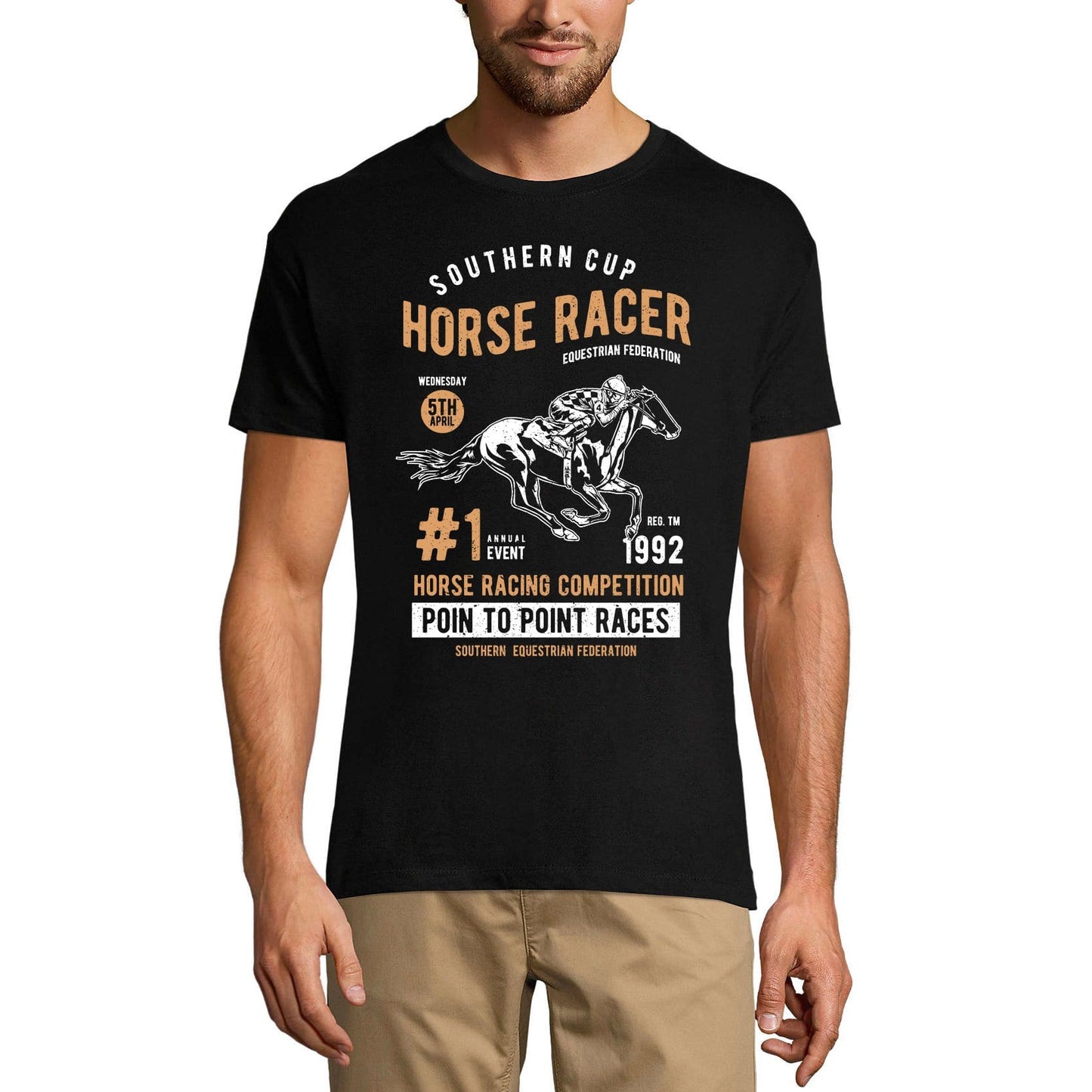 ULTRABASIC Men's T-Shirt Horse Racer 1992 Southern Cup Horse Tee Shirt