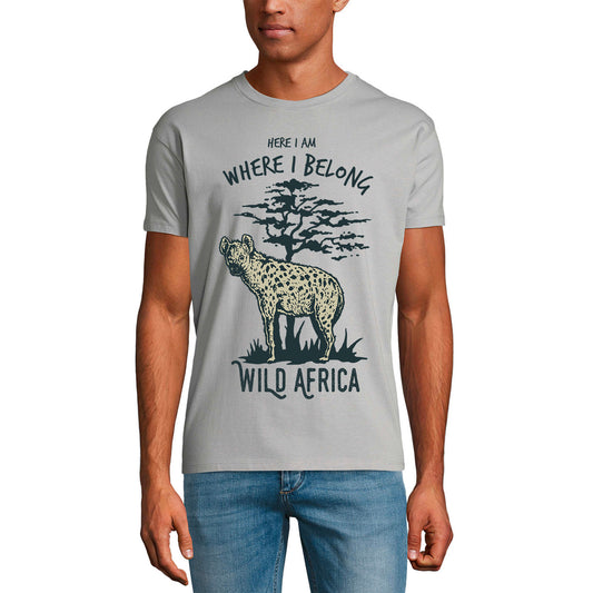 ULTRABASIC Herren-Grafik-T-Shirt Wild Africa Hyena – Wildkatzen-Shirt für Männer