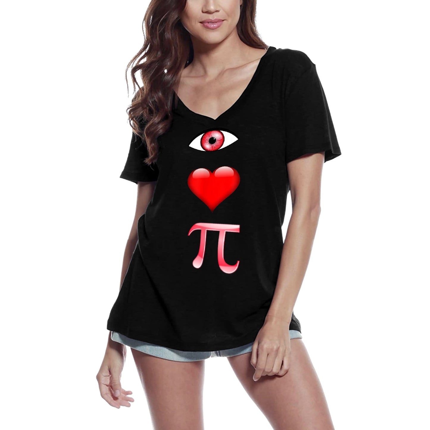 ULTRABASIC Women's V-Neck T-Shirt I Love Pi - Math Nerds Lovers Tee Shirt