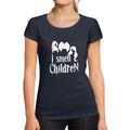 ULTRABASIC - Women's Short Sleeved T-Shirt I Smell Children T-Shirt Halloween Cute Letter Print Tee French Navy