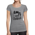 ULTRABASIC - Women's Short Sleeved T-Shirt I Smell Children T-Shirt Halloween Cute Letter Print Tee Grey Marl