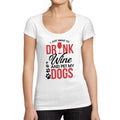 Women's Low-Cut Round Neck T-Shirt I Just Want to Drink Wine & Pet my Dog Deep Black