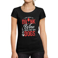 Women's Short Sleeved T-Shirt I Just Want to Drink Wine & Pet my Dog Deep Black
