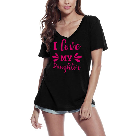 ULTRABASIC Women's T-Shirt I Love My Daughter - Heart Short Sleeve Tee Shirt Tops