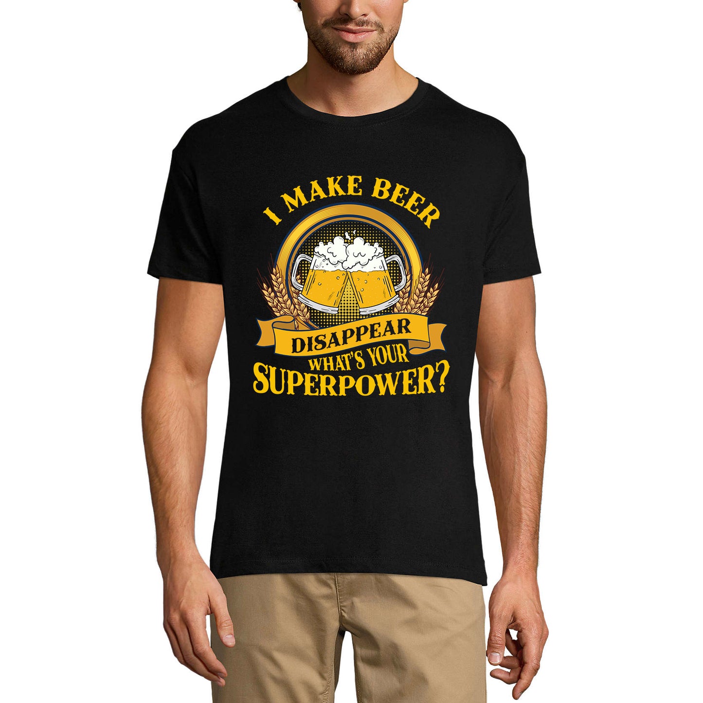 ULTRABASIC Men's T-Shirt I Make Beer Disappear - What's Your Superpower - Beer Lover Drinking Tee Shirt