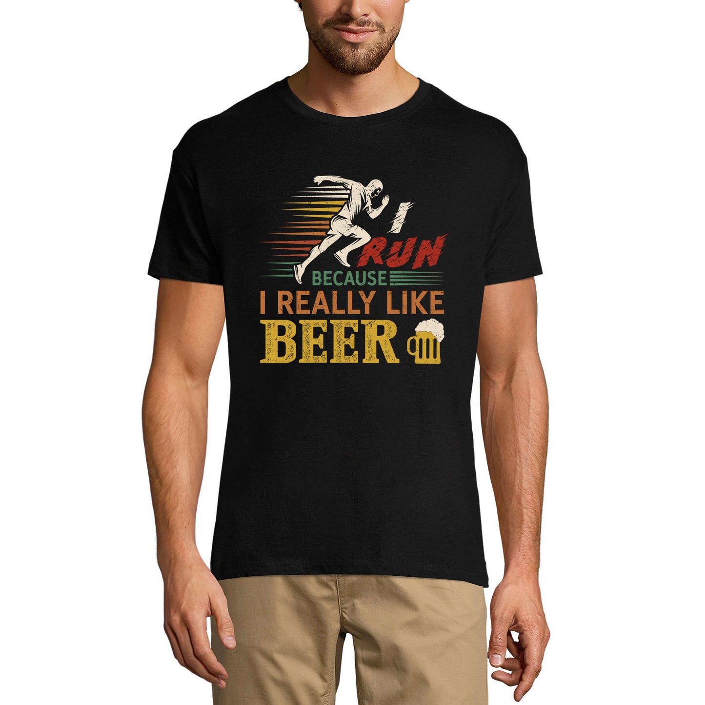 ULTRABASIC Lustiges Herren-T-Shirt „I Run Because I Really Like Beer“ – T-Shirt für Alkoholliebhaber
