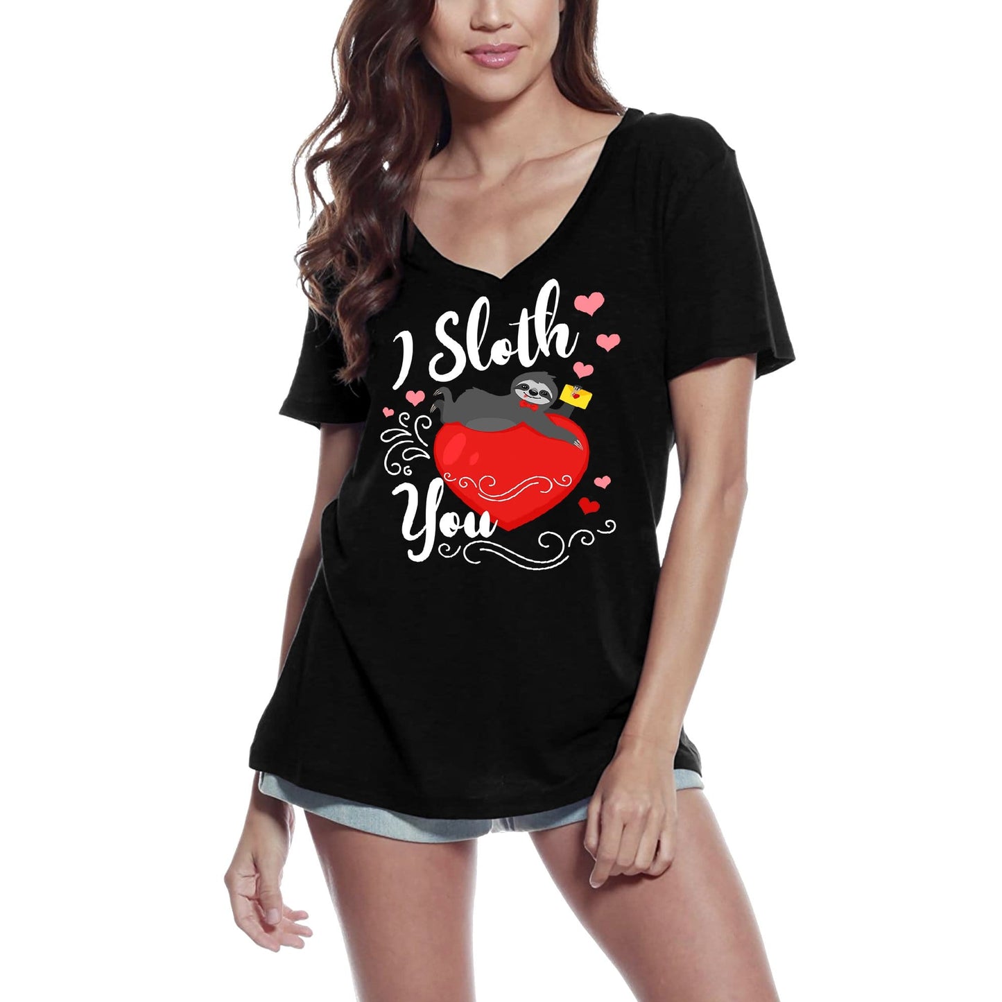 ULTRABASIC Women's T-Shirt I Sloth You - Love Valentine's Day Short Sleeve Graphic Tees Tops