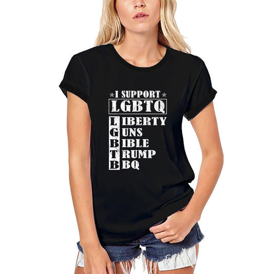 ULTRABASIC Women's Organic T-Shirt I Support LGBTQ - Vintage Rainbow Shirt
