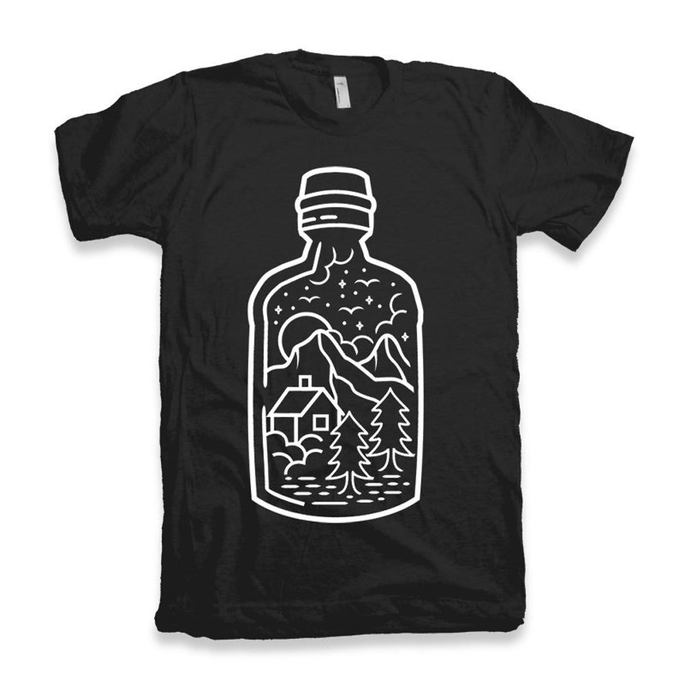ULTRABASIC Men's Graphic T-Shirt Mountain in the Bottle - Adventure Camping Shirt 