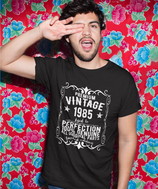 Premium Vintage Year 1985, Black, Men's Short Sleeve Round Neck T-shirt, gift t-shirt 00347