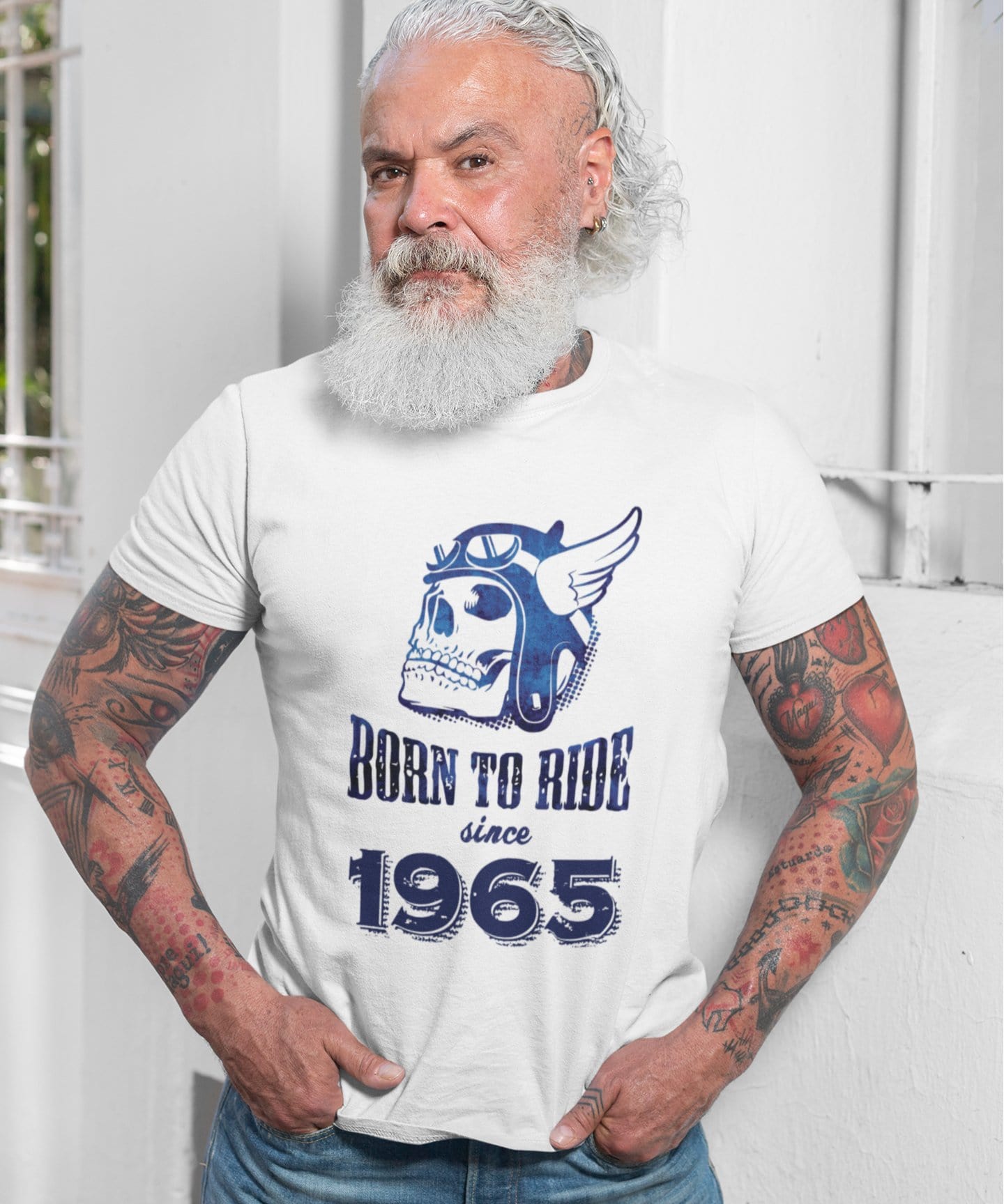 1965, Born to Ride Since 1965 Men's T-shirt White Birthday Gift 00494