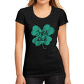 Women's Graphic T-Shirt St. Patrick's Day Irish Luck 4 Leaf Deep Black