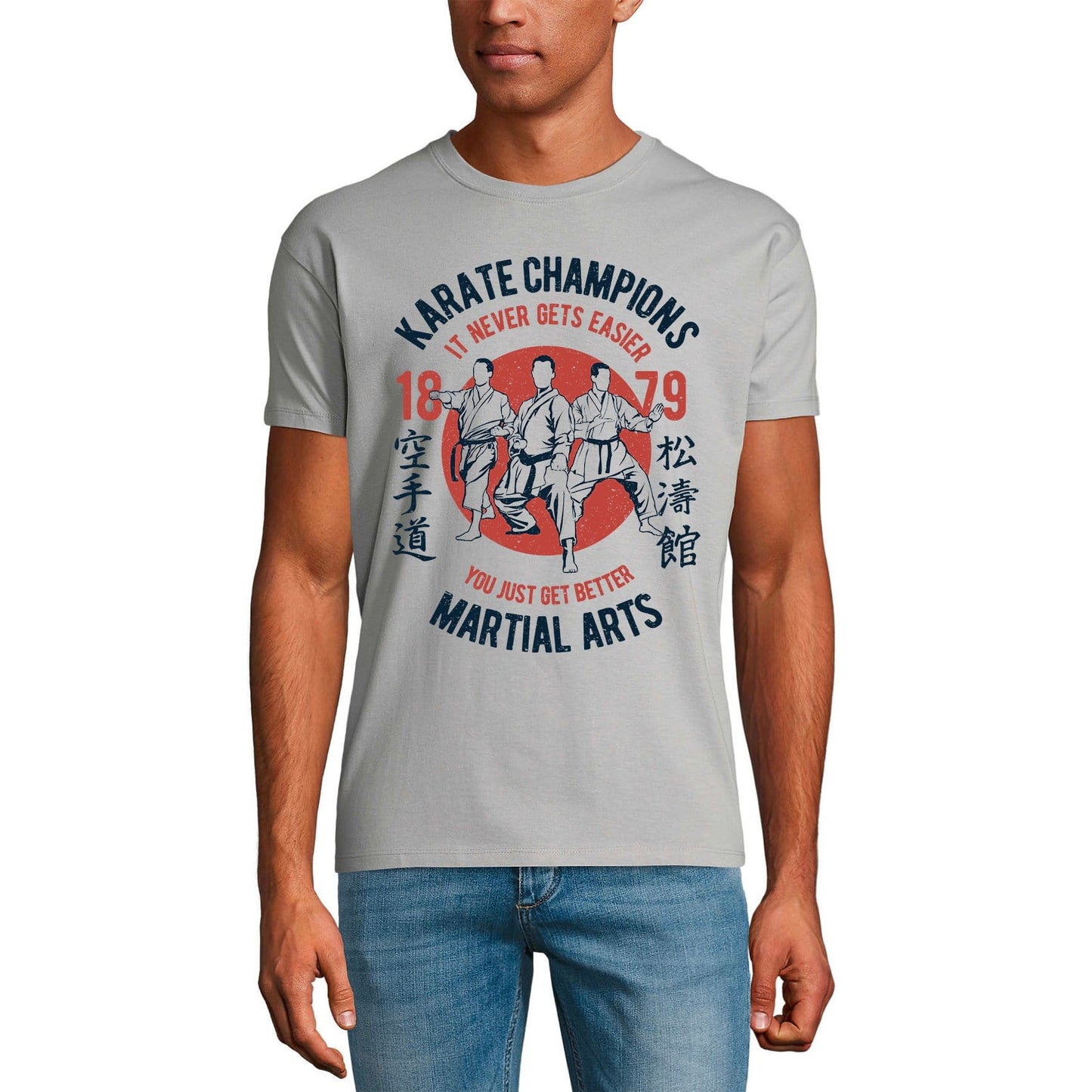 ULTRABASIC Men's T-Shirt Karate Champions 1879 - Martial Arts - It Never Gets Easier