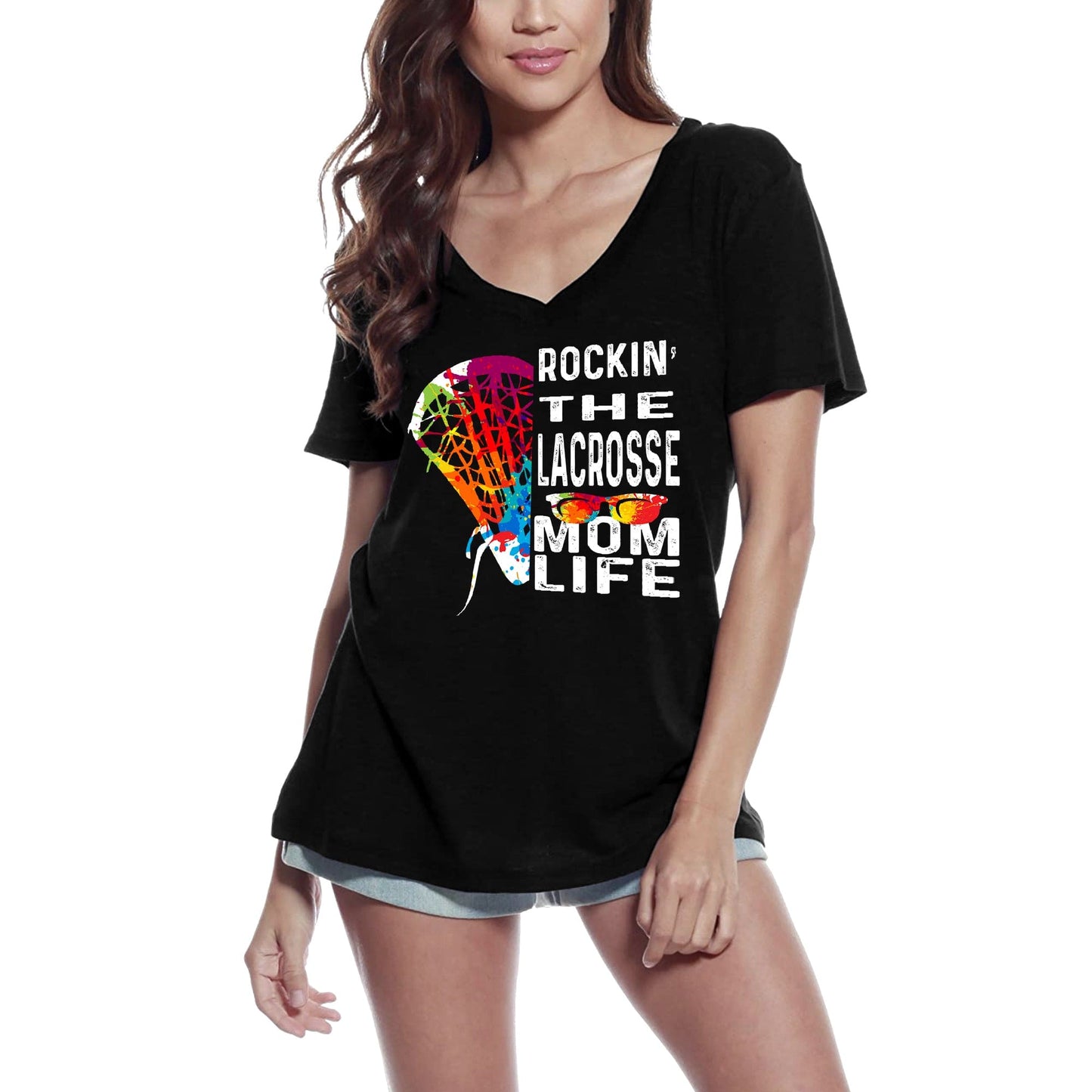 ULTRABASIC Damen T-Shirt Rockin the Lacrosse Mom Life – Lustiges Mutter-T-Shirt