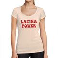 ULTRABASIC - Women's Low-Cut Round Neck T-Shirt Latina Power Printed Letters Creamy Pink
