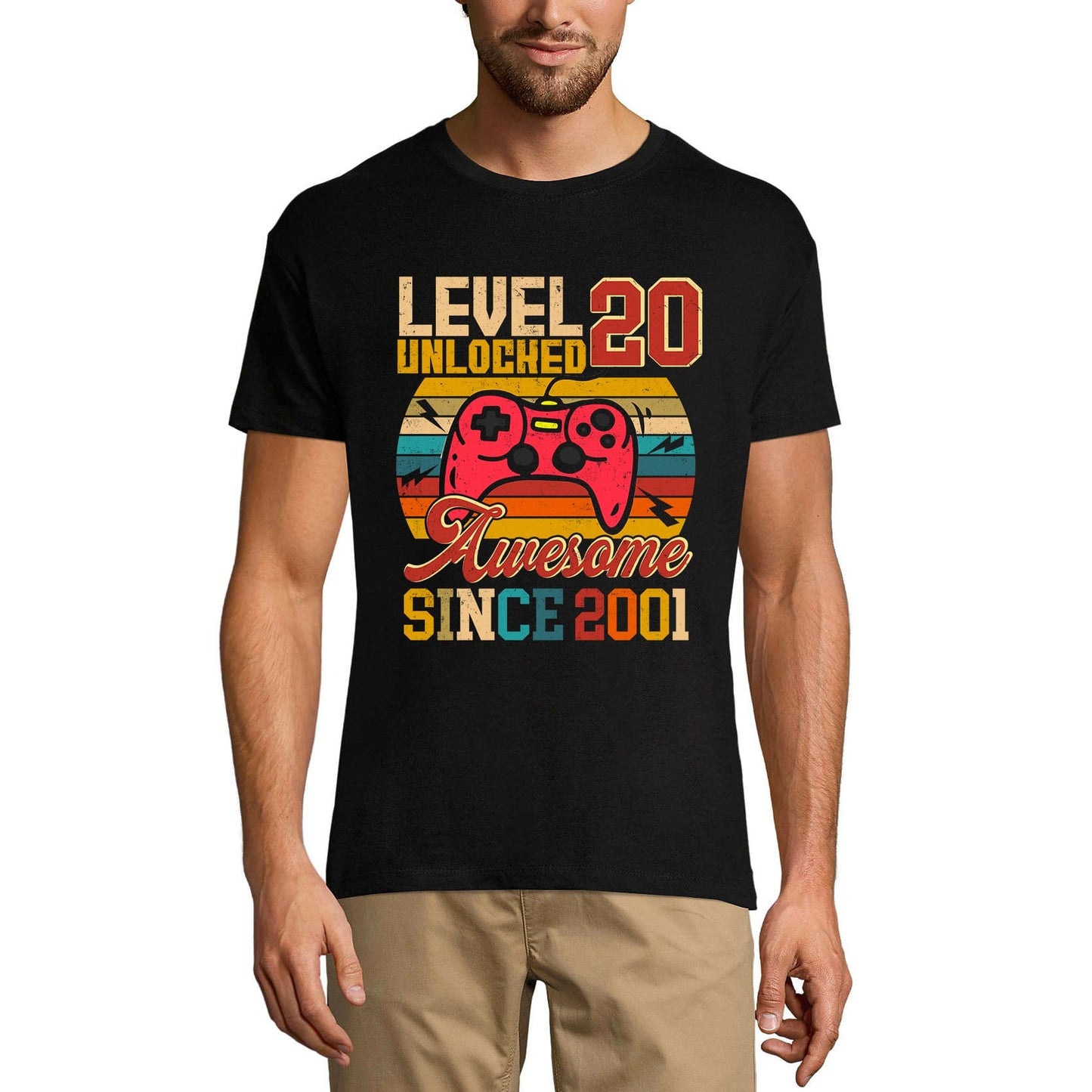 ULTRABASIC Men's Gaming T-Shirt Level 20 Unlocked - Gamer Gift Tee Shirt for 20th Birthday