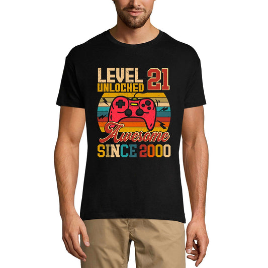 ULTRABASIC Men's Gaming T-Shirt Level 21 Unlocked - Gamer Gift Tee Shirt for 21th Birthday