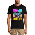 ULTRABASIC Men's Gaming T-Shirt Level 40 Unlocked - Gaming Gamer 40th Birthday Tee Shirt
