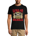 ULTRABASIC Men's Gaming T-Shirt Level 40 Unlocked - Gaming Gamer Joystick 40th Birthday Tee Shirt