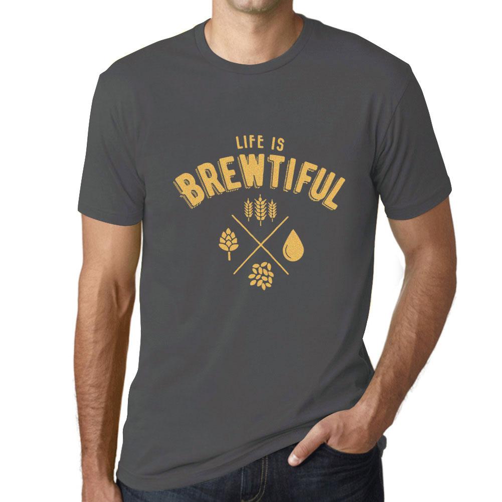 Graphic Unisex Life is Brewtiful T-Shirt Beer Casual Men's Tee Mouse Grey-fashion-t-shirts-Ultrabasic