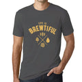 Graphic Unisex Life is Brewtiful T-Shirt Beer Casual Men's Tee Mouse Grey Round Neck