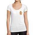ULTRABASIC - Women's Low-Cut Little Biscuit Christmas T-Shirt Cute Printed Xmas Gift Ideas White