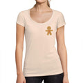 ULTRABASIC - Women's Low-Cut Little Biscuit Christmas T-Shirt Cute Printed Xmas Gift Ideas Creamy Pink