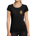 ULTRABASIC - Women's Short Sleeved Little Biscuit Christmas T-Shirt Cute Printed Xmas Gift Ideas Deep Black
