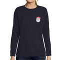 ULTRABASIC - Women's Printed Graphic Little Santa Cool Christmas Sweatshirt Gift Tee French Navy