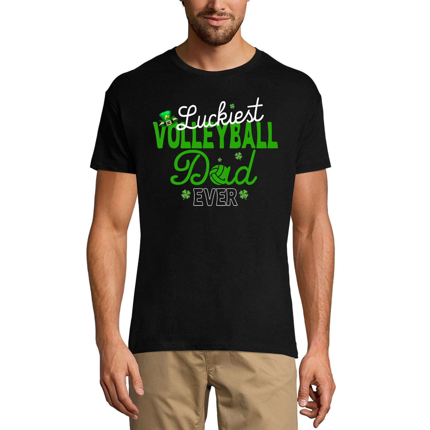 ULTRABASIC Men's Graphic T-Shirt Luckiest Volleyball Dad Ever - Gift For Father's Day